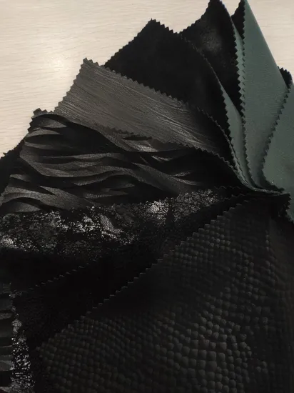 PU Artificial Leather with knitting Bottom Fabric for Garment Bag Sofa 